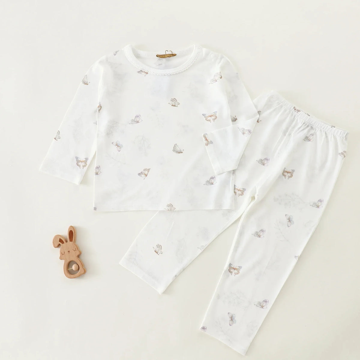 White Printed Pajama Set-2Pc For Baby girl Image