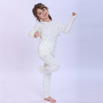 White Printed Pajama Set-2Pc For Girls Image
