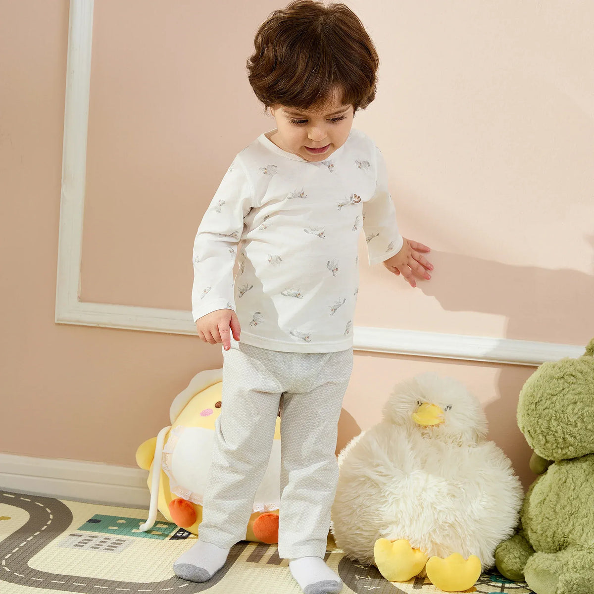 Printed T.Shirt and Checked Pants Pajama For Baby boy Image