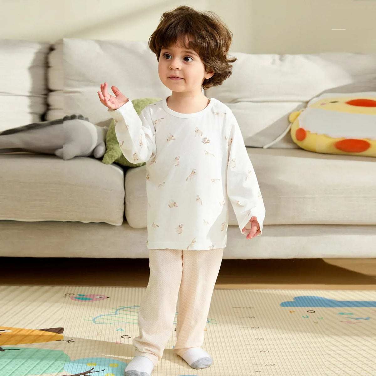 Printed T.Shirt and Checked Pants Pajama For Baby boy Image