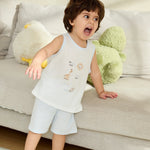 Printed Vest and Plain Shorts Pajama For Baby boy Image