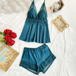 Dark Green Set-2pc Top and Short Lingerie For Women Image