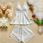 White Set-2pc Top and Short Lingerie For Women Image