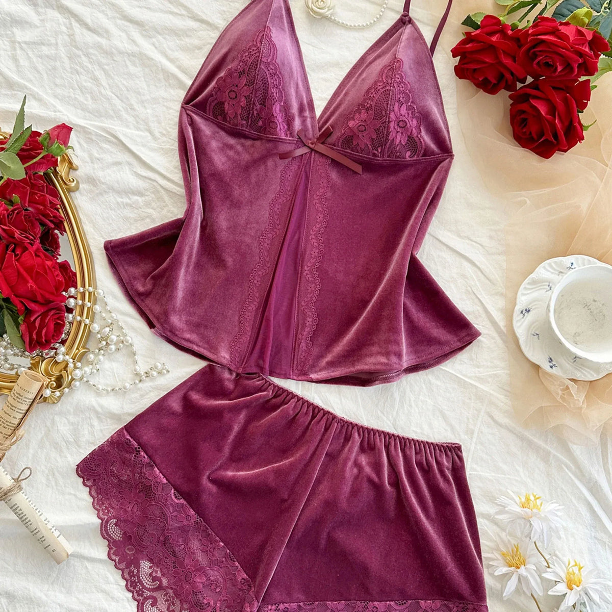 Set-2pc Top and Short Lingerie For Women Image