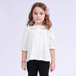 Off White Laced Shirt for Girls Image