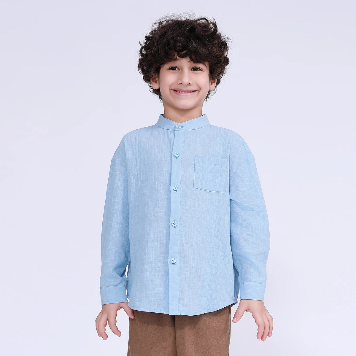 Sky Blue Solid Shirt for Boys Image