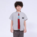 Gray Blue Badge Shirt for Boys Image