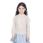 Beige Floral Classic Shirt For Girls Image