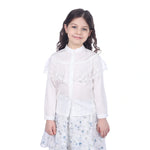 Off White Floral Classic Shirt For Girls Image
