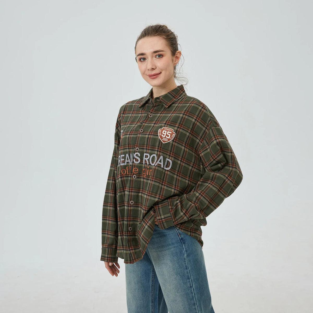 Green Checked Shirt for Women Image