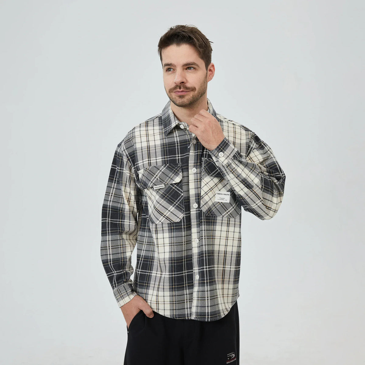Grey Checked Shirt for Men Image