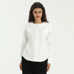 White Elegant Plain Shirt for Women Image