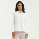White Elegant Plain Shirt for Women Image