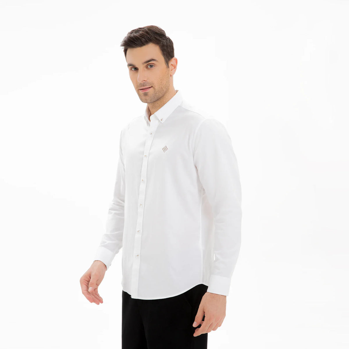 White Elegant Classic Shirt for Men Image