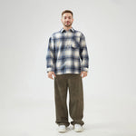 Checked Regular Drop-Shoulder Shirt with Collar for Men Image