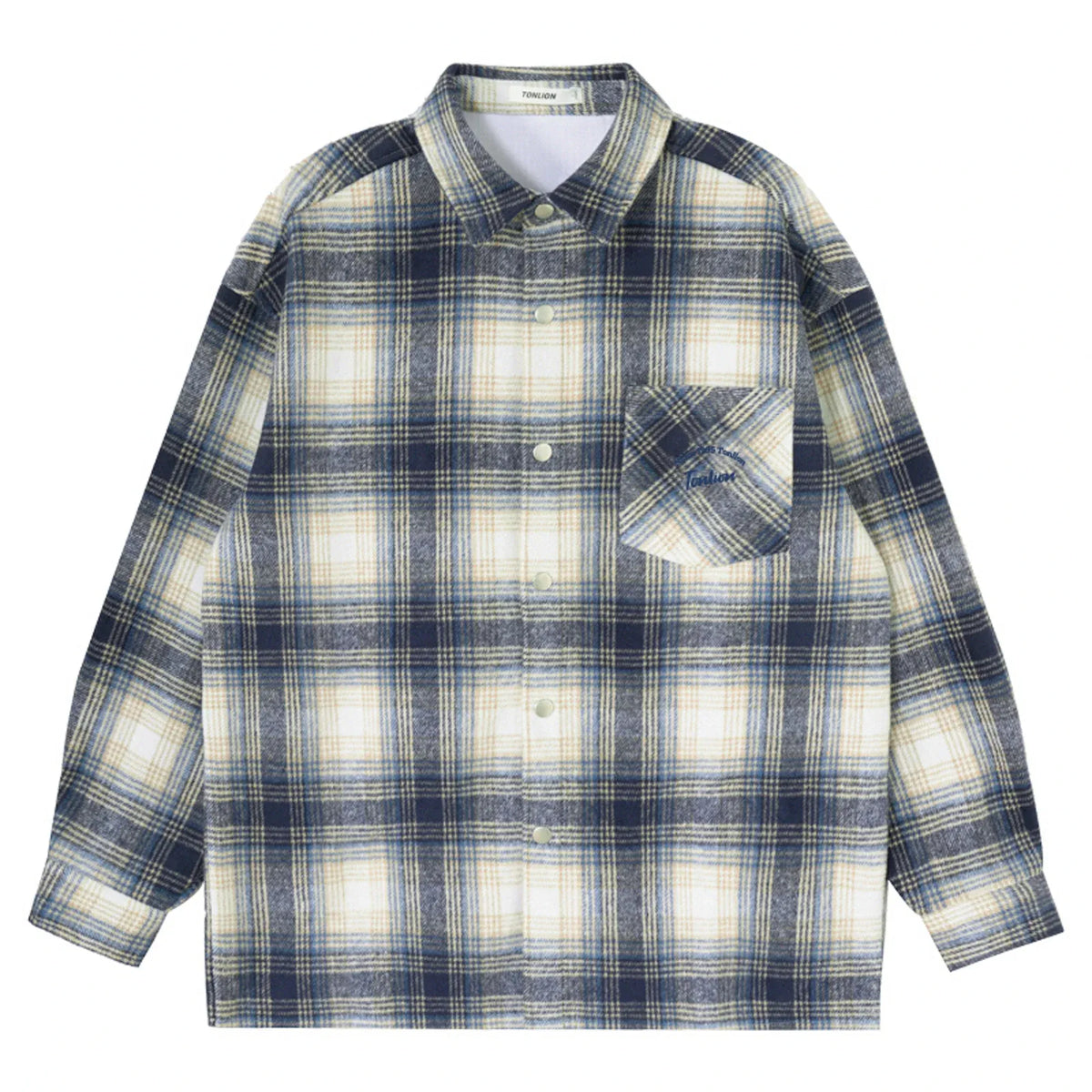 Checked Regular Drop-Shoulder Shirt with Collar for Men Image