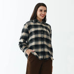 Black Elegant Checked Shirt for Women Image