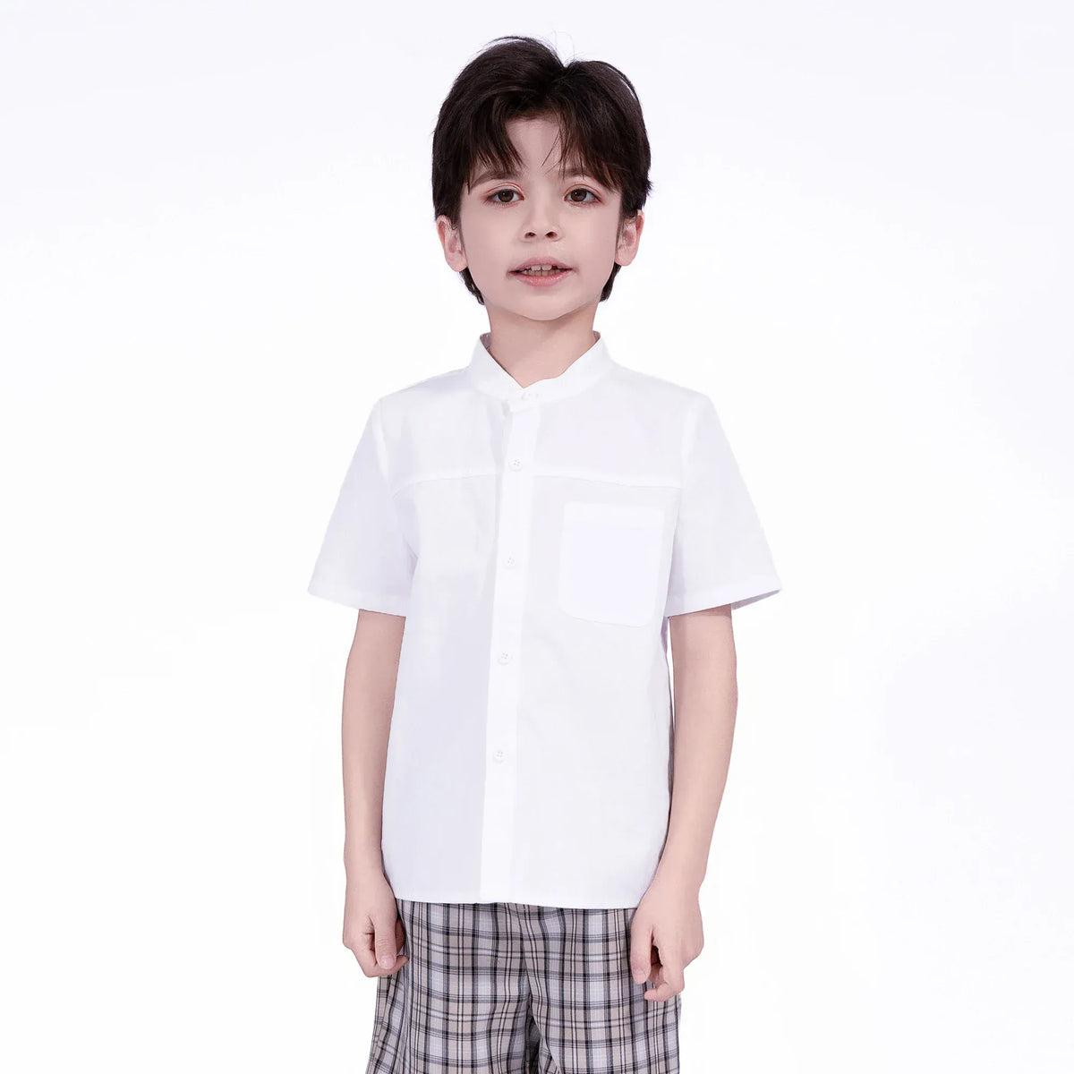 White Plain Shirt for Boys Image