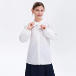 White Embroidery Uniform Shirt for Girls Image
