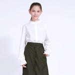 White Embroidery Uniform Shirt for Girls Image