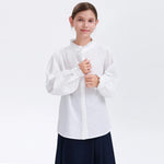 White Embroidery Uniform Shirt for Girls Image