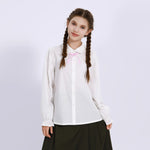 White Embroidery Uniform Shirt for Girls Image