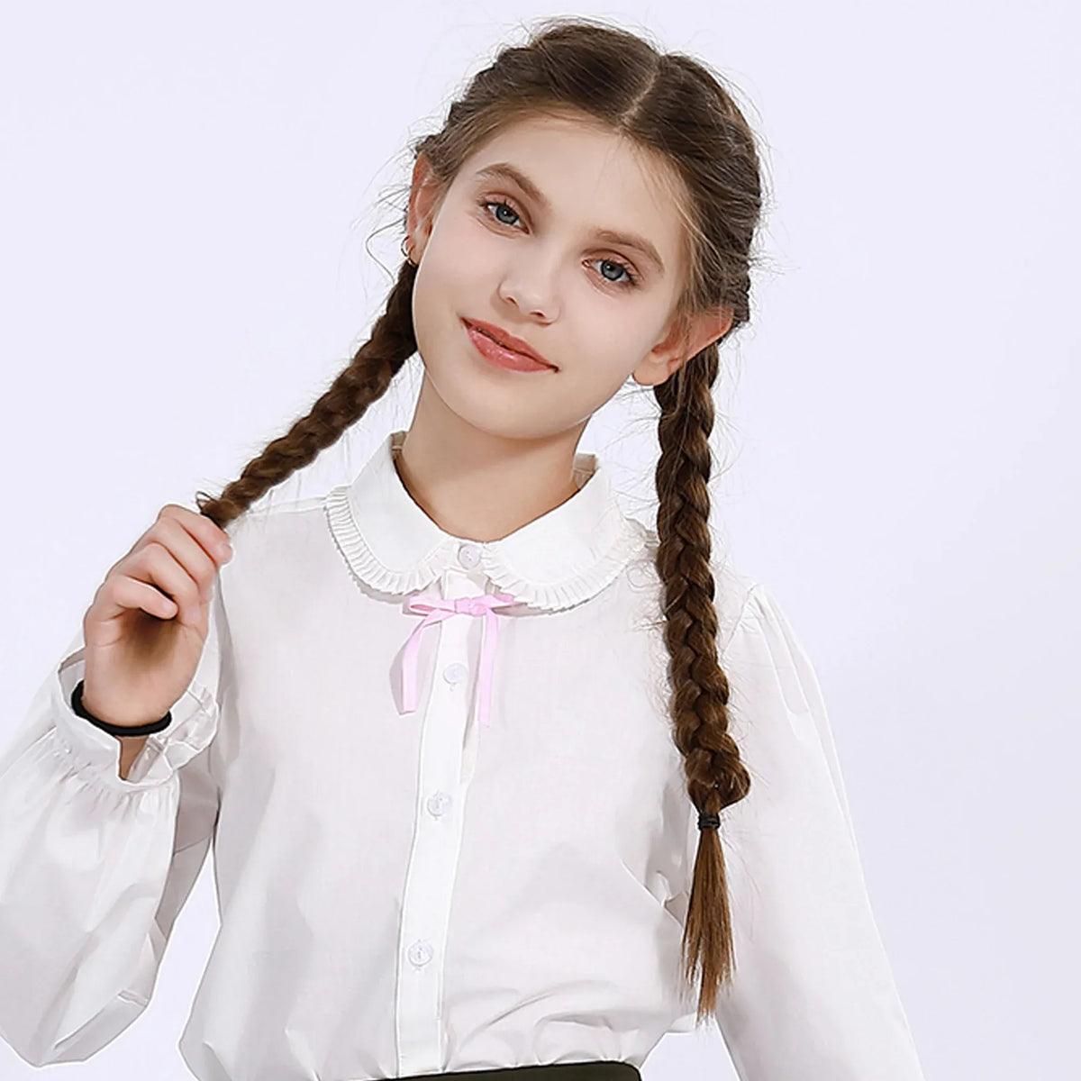 Embroidery Uniform Shirt for Girls Image