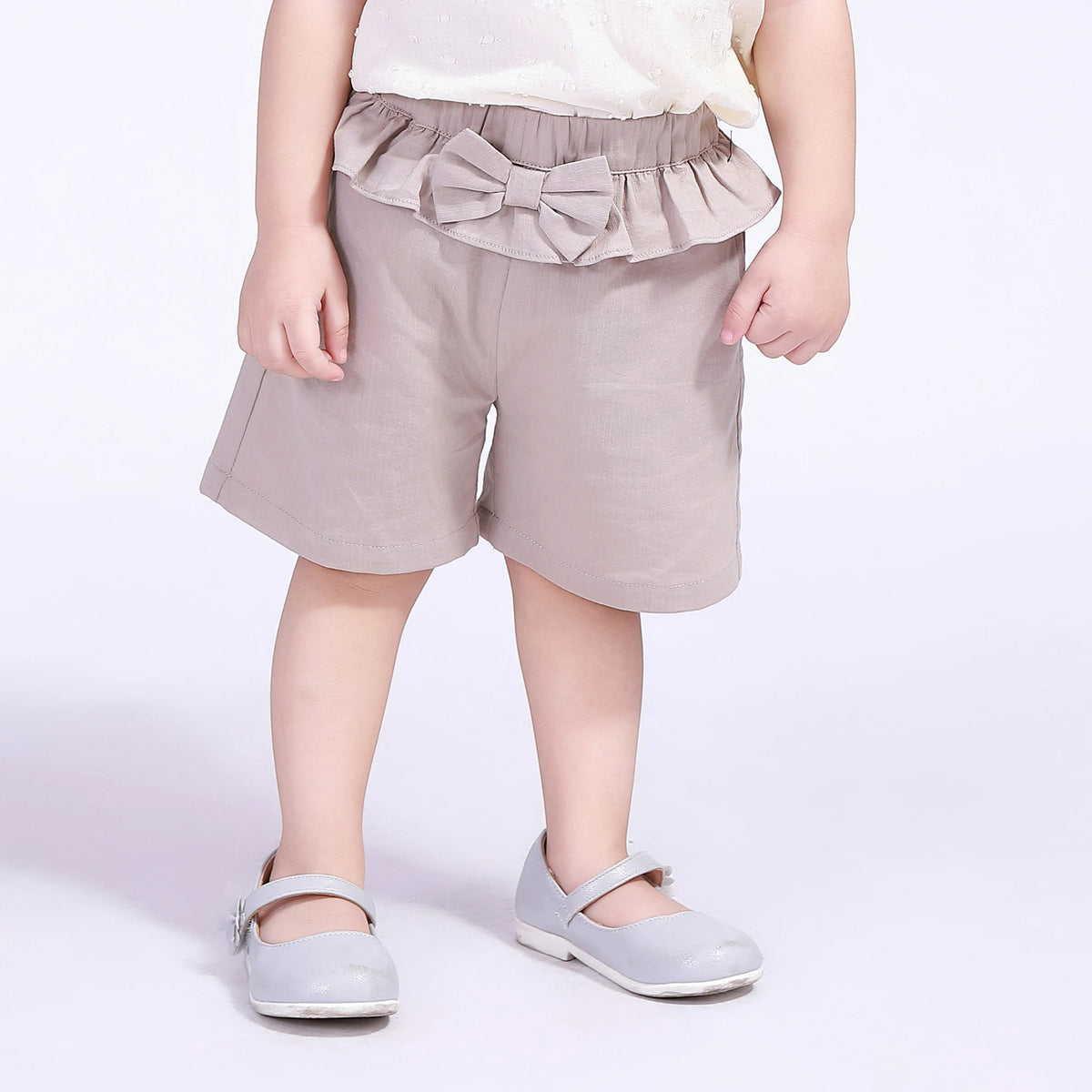 Khaki Plain Shorts for Baby Girl Image