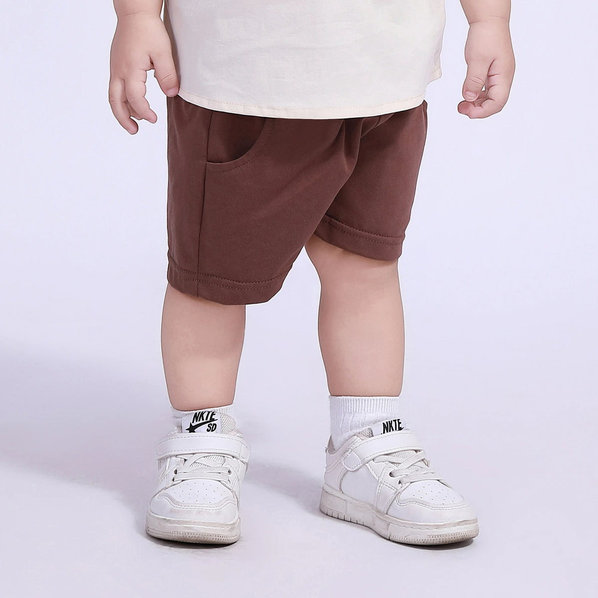 Dark Coffee Plain Shorts for Baby Boy Image