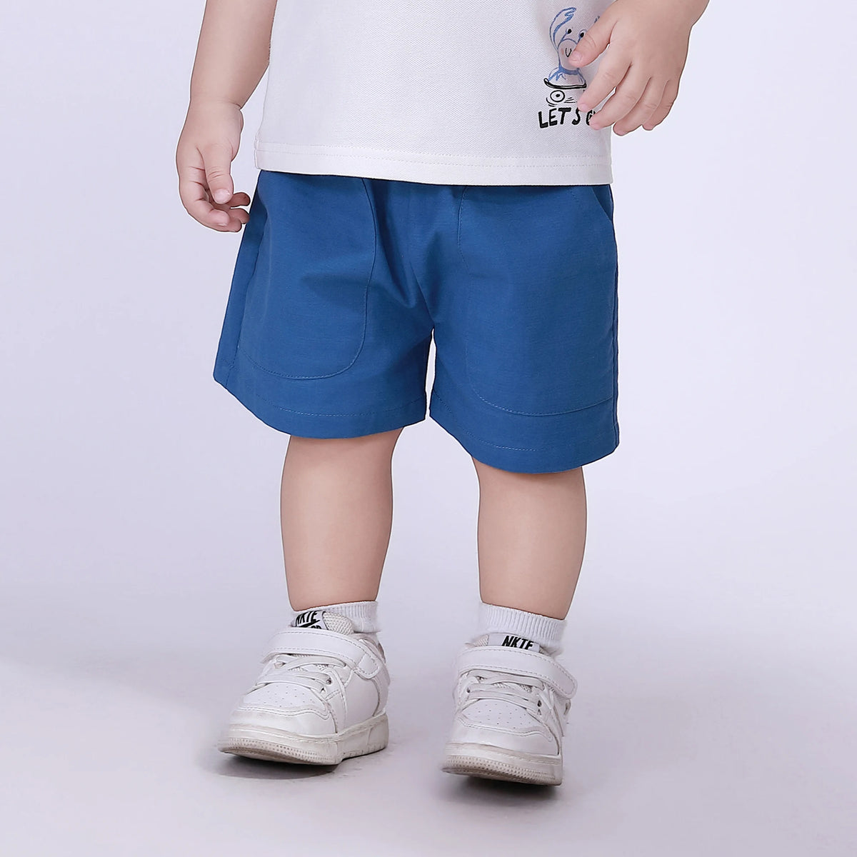 Blue Plain Shorts for Baby Boy Image