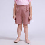 Borwn Floral Shorts for Girls Image