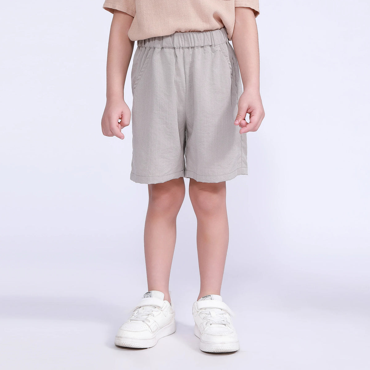 Light Gray Plain Shorts for Boys Image