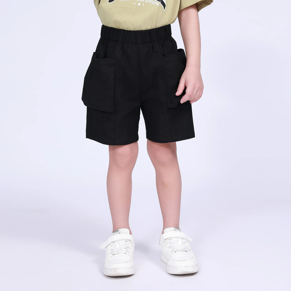 Black Plain Shorts for Boys Image