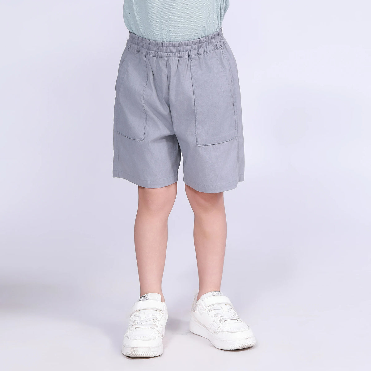 Sliver Gray Plain Shorts for Boys Image