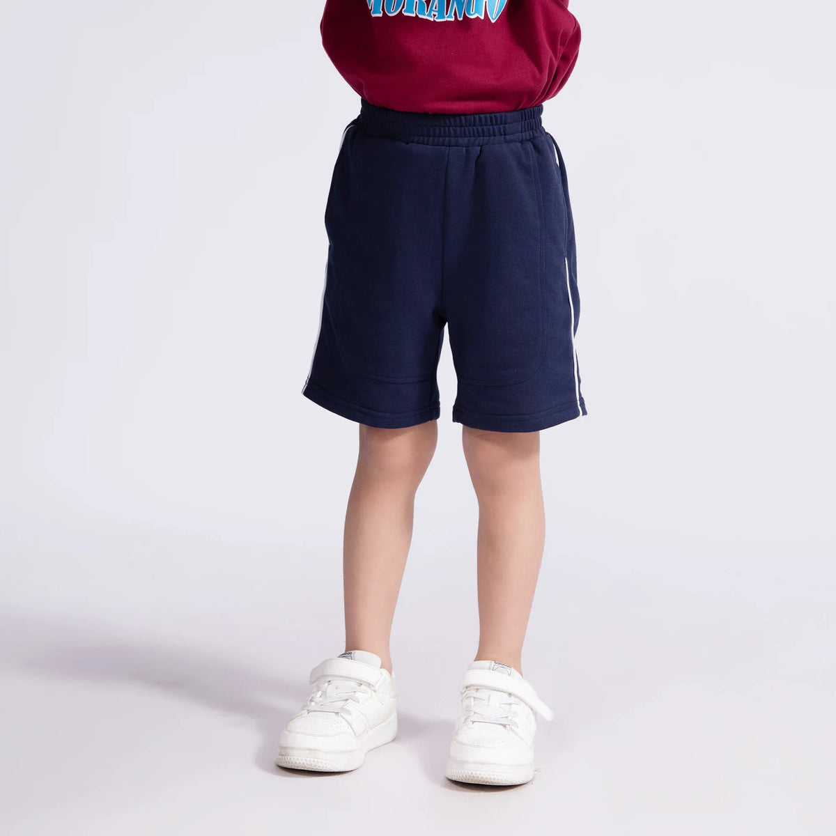 Navy Embroidery Shorts for Boys Image