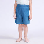 Navy Solid Shorts for Girls Image