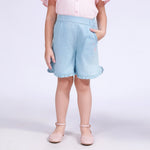 Light Blue Floral Shorts for Girls Image