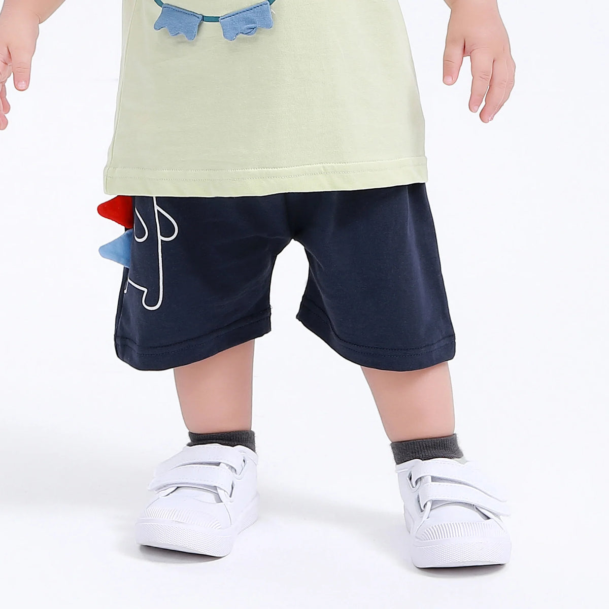 Navy Printed Street Look Shorts for Baby Boy Image