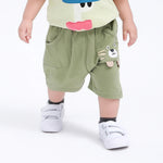 Green Printed Street Look Shorts for Baby Boy Image