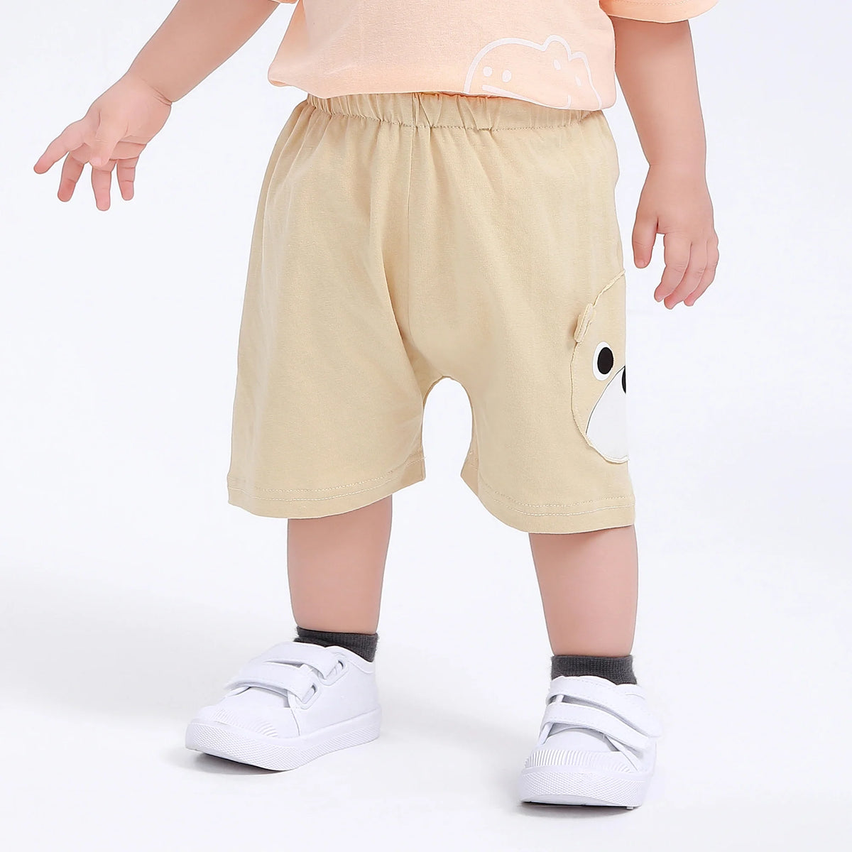 Khaki Printed Street Look Shorts for Baby Boy Image