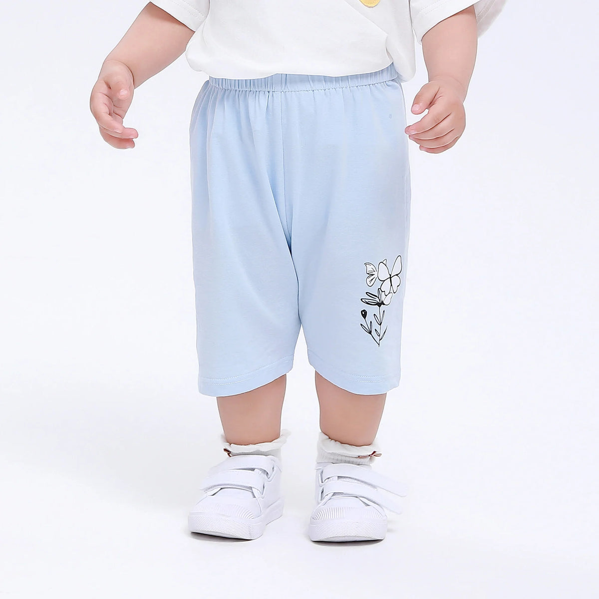 Blue Floral Street Look Shorts for Baby Girl Image