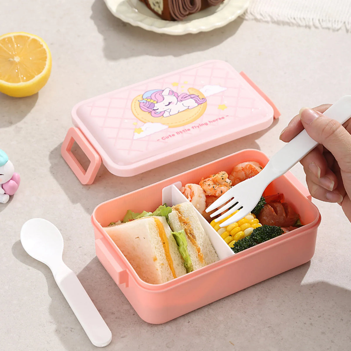 400ML Pink Single Layer Lunch Box+Water Cup Image