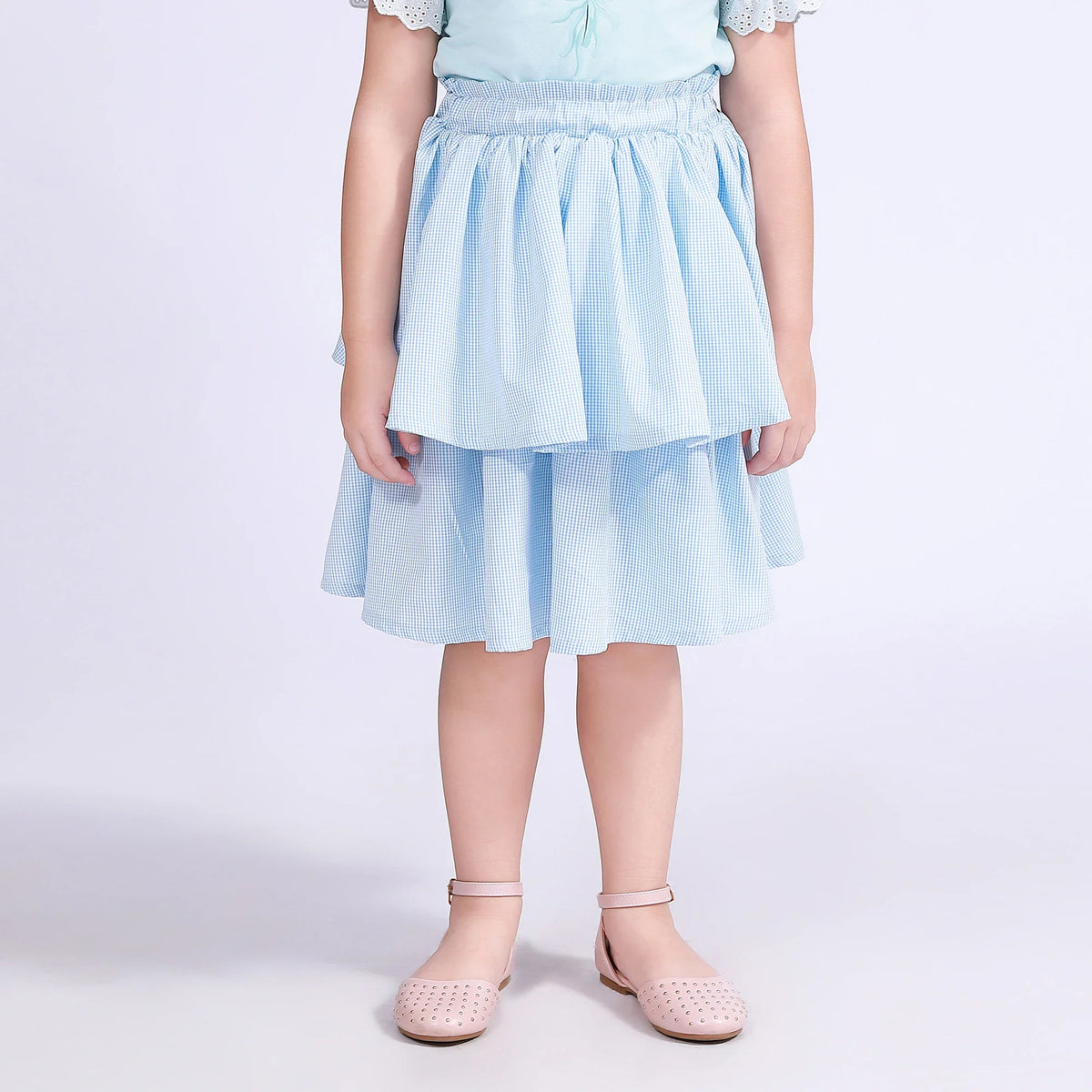 Light Blue Plain Skirt for Girls Image