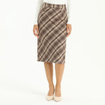 Coffee Elegant Checked Skirt for Women Image