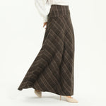 Coffee Elegant Checked Skirt for Women Image