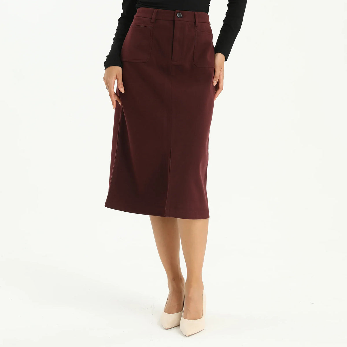 Maroon Elegant Plain Skirt for Women Image
