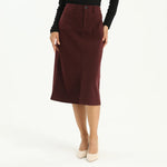 Maroon Elegant Plain Skirt for Women Image