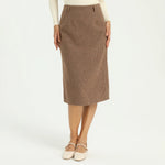 Coffee Elegant Checked Skirt for Women Image