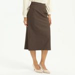 Coffee Elegant Solid Skirt for Women Image