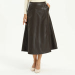 Coffee Elegant Plain Skirt for Women Image